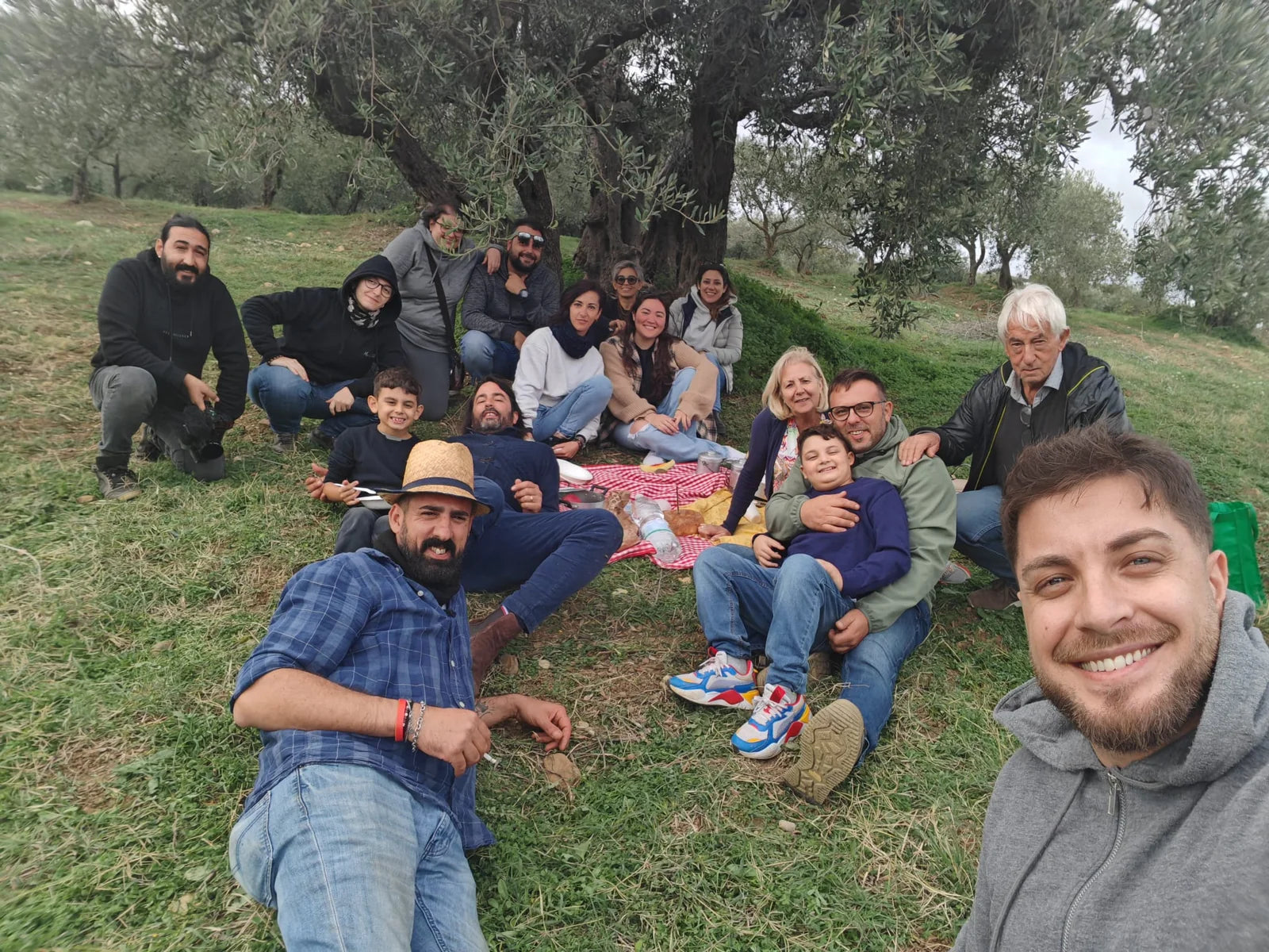 The Di Marco family, olive grove picnic, Cefalà Diana